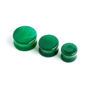 Green Onyx plugs, double flare stone plugs 4mm/6g - 25mm /1’’ organic natural plug tunnels, plugs & tunnels gauges jewelry, PRICE PER SINGLE