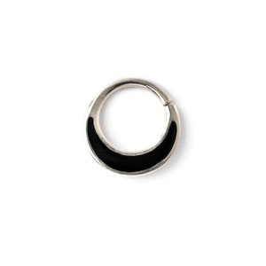 Silver septum ring with black shell, boho tribal silver piercing ring 1mm/18g, fit for tragus, daith, cartilage, helix unique septum jewelry