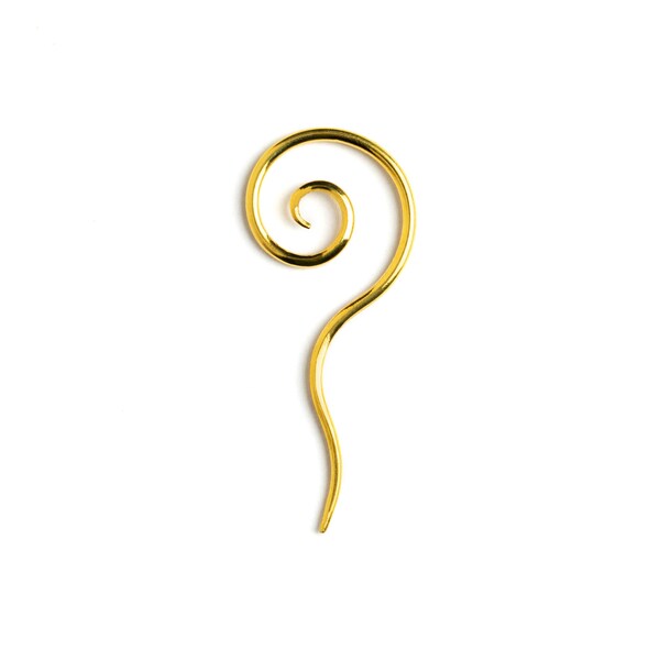 Haku golden spiral hook earrings, minimalist long spiral swirl earrings, threader golden wire earrings, elegant dainty boho tribal earrings