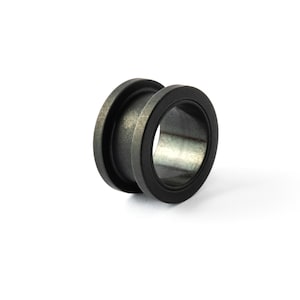 Matte black surgical steel plug tunnels with screw back rim, double flared tunnels 3mm/8g - 20mm/13/16&quot; plugs and tunnels, PRICE PER SINGLE