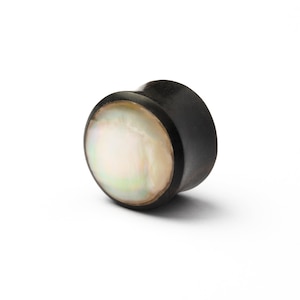 Mother of Pearl in wood ear plugs, stretched ears plug earrings 4mm (6g) - 30mm (1.18”) ear gauges, plugs and tunnels, PRICE PER SINGLE