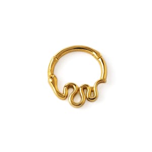 14k Gold snake clicker ring, hinged segment small piercing ring 1.2mm/16g, snake clicker hoop cartilage earring, tragus, daith, rook, helix