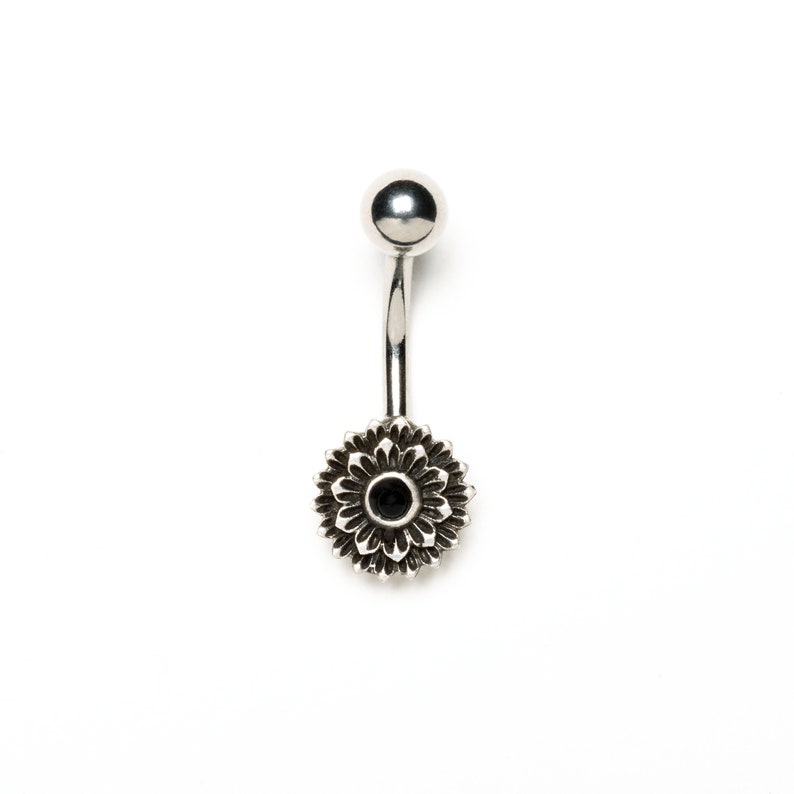 Belly Piercing Navel Jewellery Barbell Belly Flower Belly Button Ring Belly Piercing Jewellery Belly Ring Belly Bar Navel Bar Onyx