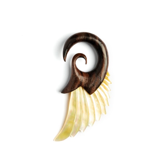 Hand Carved Narra Wood Music Note Spiral Ear Expander Claw Hand Carved Narra Wood Music Note Spiral Ear Expander Claw