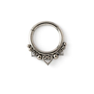 Neptune Septum Clicker, surgical steel piercing ring 1.2mm (16g), 6mm, 8mm, 10mm, hinged segment clicker ring for tragus, helix, cartilage