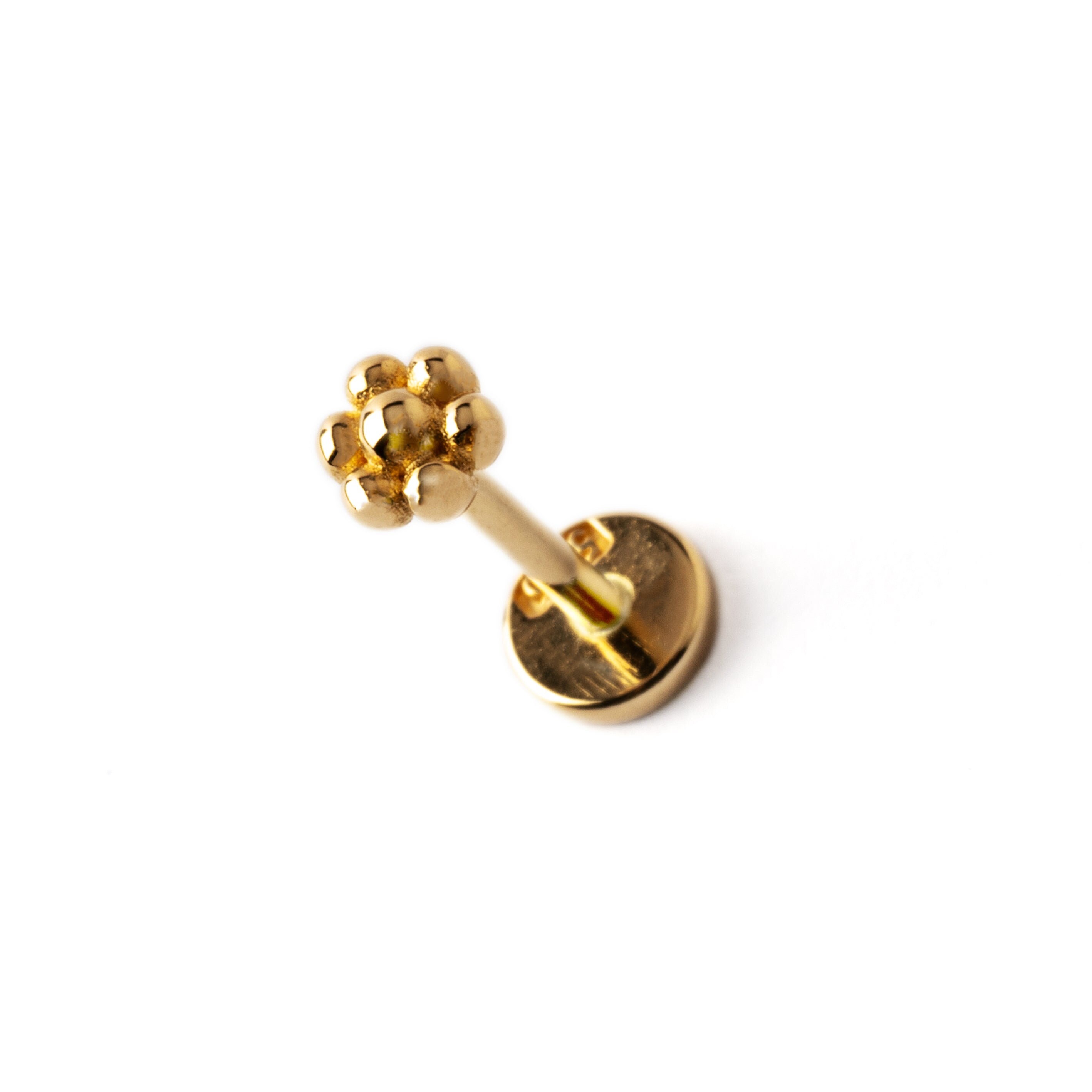 14k Gold Tiny Flower Labret Stud Internally Threaded Screw on