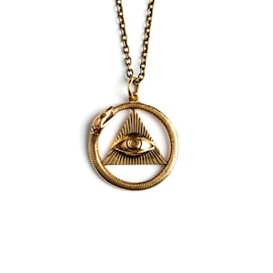 Auge der Vorsehung Ouroboros Anhänger Halskette, Schlange frisst Schwanz Schlange Charm Halskette, alles sehende Augenschutz Halskette, Auge des Horus
