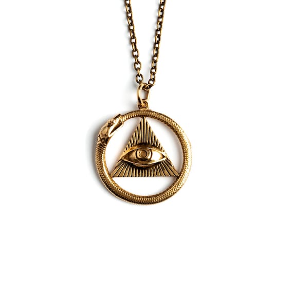 Eye of Providence Ouroboros Pendant Necklace Snake Eats Tail