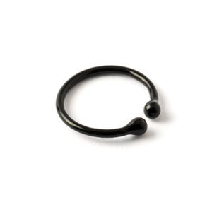 Black ear cuff no piercing, thin fake piercing ring 8mm, 10mm, 12mm, septum, tragus, helix, cartilage, conch clip earring hoop no piercing