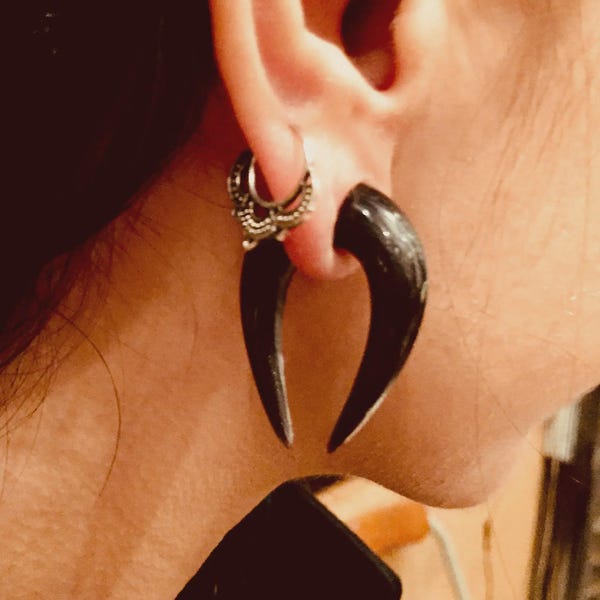 Horseshoe ear stretchers, taper gauge earrings for stretched ears 2mm (12g) - 18mm (11/16”) tribal ear gauges jewelry