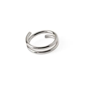 Silver double nose ring hoop for single piercing, spiral snug nose hoop, piercing ring 0.6mm/22g, 8mm, 10mm, 12mm, minimalist nose jewelry