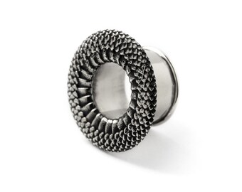 Rebirth Silver plug tunnel, ear tunnels gauges 10mm (00g) - 22mm (7/8”) stretched ears gauge earrings, plug and tunnels
