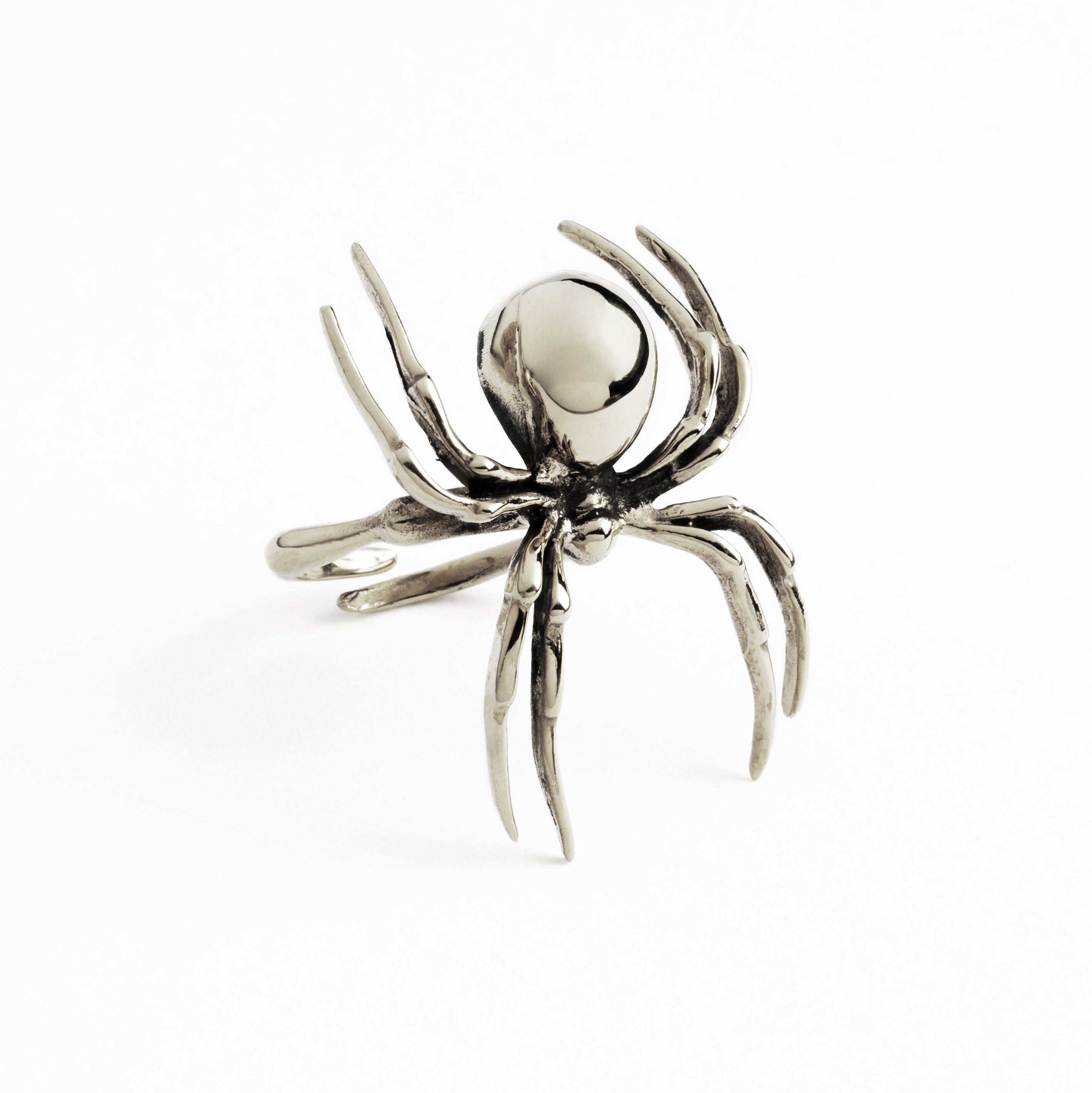 Spinnen-Ring Schmuck silber mit schwarzen Steinen 