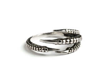 Sterling silver raven claw wrap ring, talon hand made adjustable ring, gothic unisex animal jewellery, fantasy jewelry, Halloween