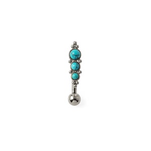 Deva floating navel piercing with Turquoise, surgical steel belly bar 1.6mm/14g boho belly button ring with gemstone belly piercing jewelry