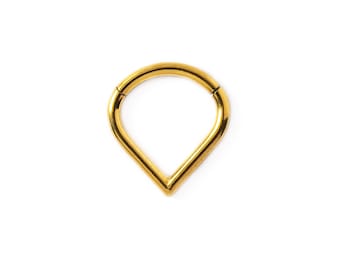 Piercing para tabique nasal con forma de lágrima, de acero quirúrgico, con segmento articulado, tamaño 1,2 mm (16 g), para trago, hélix, cartílago y oreja.