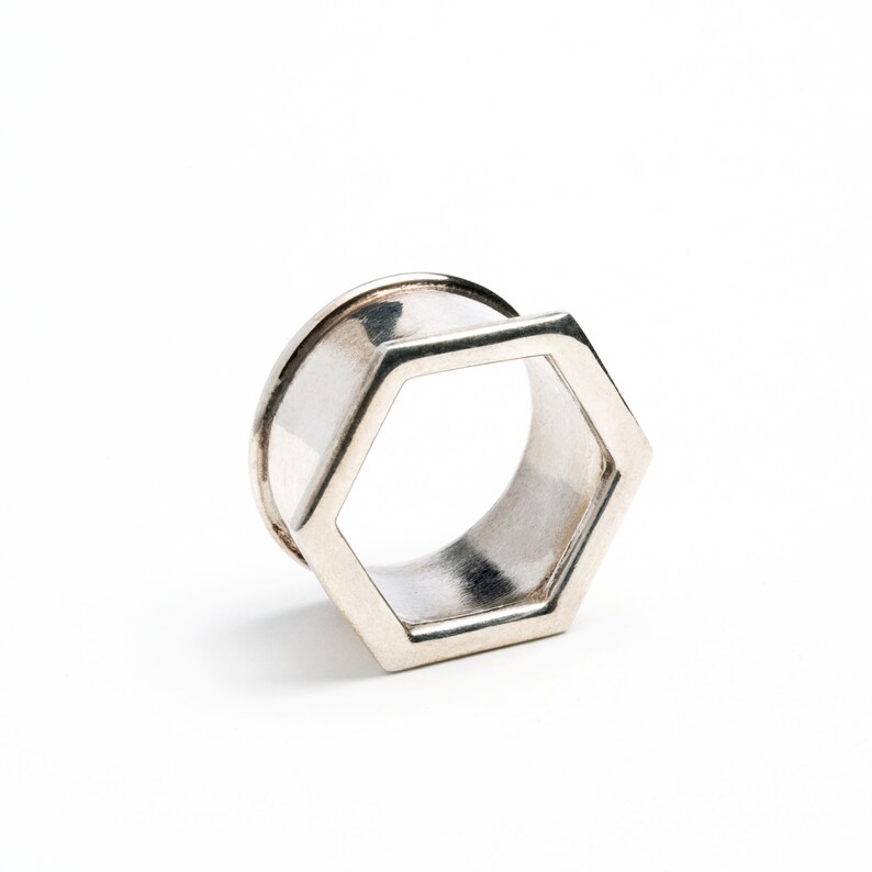 Sterling Silver Hexagon Ear Tunnels Plug Tunnels Gauges Sizes Etsy