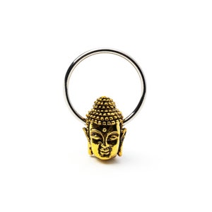 Golden Buddha CBR, bead closure ring surgical steel piercing ring 1mm/18g, 1.2mm/16g, 1.6mm/14g, 10mm, unique body piercing jewelry