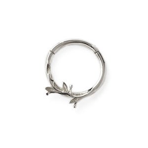 14k White Gold Twig Septum Clicker Ring, hinged segment dainty septum ring for helix, tragus, daith, rook piercing ring, cartilage jewelry