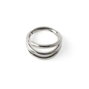 Trinity Septum Clicker, Surgical steel hinged segment clicker hoop piercing ring 1.2mm (16g), 8mm for daith, tragus, helix, cartilage, rook