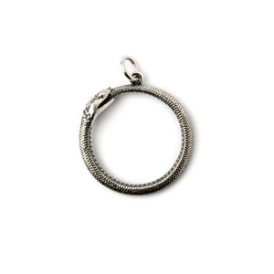 Sterling Silver Ouroboros Pendant Necklace, snake eats tail necklace, statement serpent necklace, snake ouroboros jewelry, Death and Rebirth