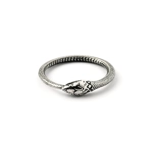 Silver Ouroboros Ring, snake eats tail thin ring, snake serpent band ring, dainty statement ring, snake ouroboros jewelry, Death and Rebirth
