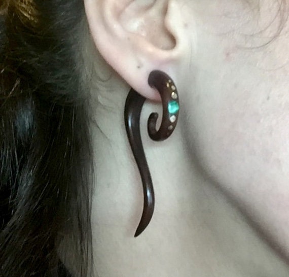 Haku Fake gauge Earrings Fake ear stretcher Fake piercing Etsy