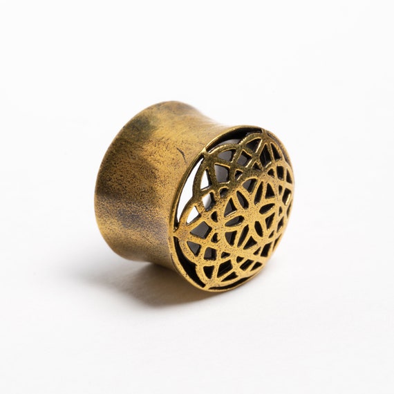 Antique Brass Flower Ear Plugs Antique Brass Flower Ear Plugs