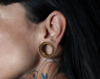 Indian ear tunnels, ethnic plug tunnels, boho tribal plug earrings 4mm (6g) - 25mm (1’’), stretched ears plugs and tunnels