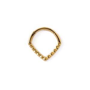 14k Gold teardrop Giza septum clicker ring, hinged segment piercing ring 1.2mm/16g for tragus, helix, cartilage, rook, daith clicker hoop
