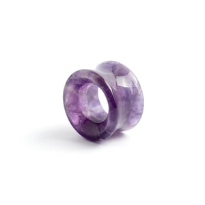 Amethyst tunnels, double flare stone tunnels gauges 6mm/2g-22mm/7/8” gemstone ear plugs tunnels, stretched ear jewelry, PRICE PER SINGLE