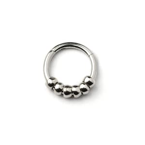 Hinged segment ring with steel beads, surgical steel piercing clicker 1.2mm (16g) fit as septum ring, tragus, cartilage, helix, nose ring