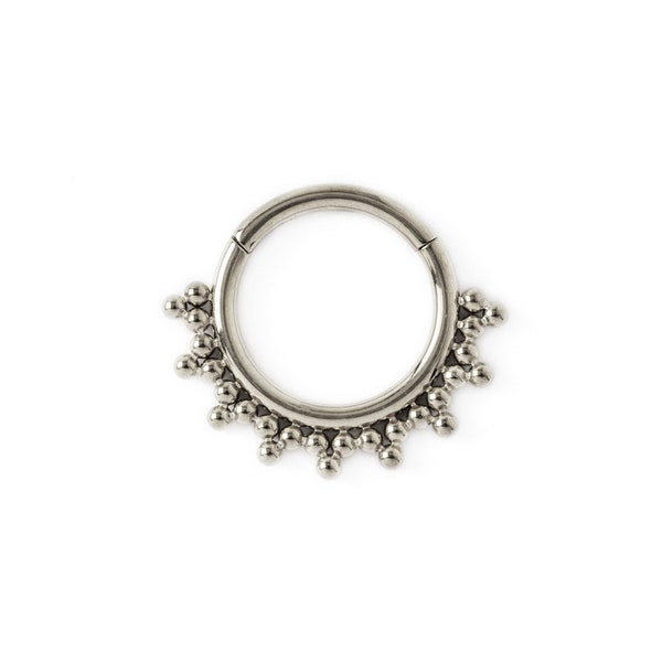 Sarika clicker septum ring, surgical steel hinged segment piercing ring 1.2mm/16g, diameters: 6mm, 8mm, 10mm, boho tribal clicker hoop