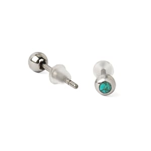 Tiny Turquoise ear studs, minimalist surgical steel hypoallergenic dainty stud earrings, small dot push back earrings with Turquoise