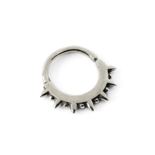Shani zilveren septum, stekelige edgy piercing ring 1,2 mm/16 g, 6 mm, 8 mm voor tragus, helix, kraakbeen, daith, toren, unieke handgemaakte septum-sieraden