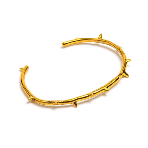 ★SENTIMENTS★ NO.630 [BURNISH] SPIKY BANGLE BRACELET Golden Gothic Spiky Thorn Bangle Cuff Bracelet Delicate and