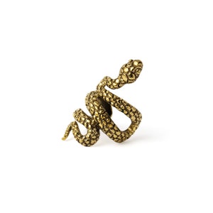 Golden serpent ear cuff, snake cartilage wrap earring no piercing, serpentine conch ear clip gold, alternative jewellery