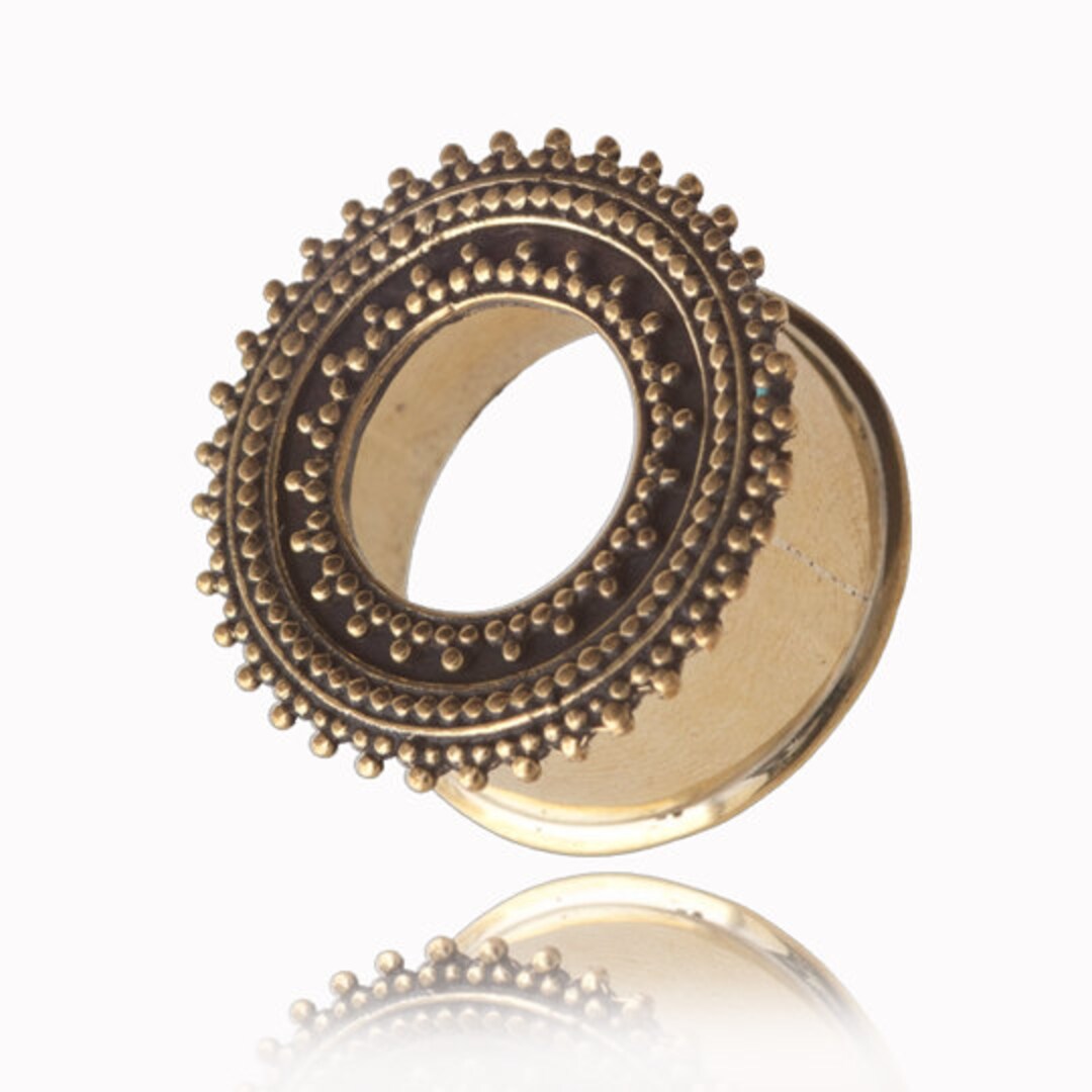 Ethnic Tribal Ear Tunnel Indian Antique Gold Plug Tunnels Etsy