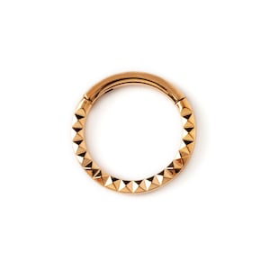 Giza Rose Gold septum clicker, Surgical steel hinged segment piercing ring 1.2mm (16g) daith clicker hoop fit to tragus, helix, cartilage