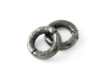 Black Silver ear weight hoops, ear weights hangers 3mm/8g, 4mm/6g stretched ears stacking gauge clicker hoops earrings PRICE PER SINGLE