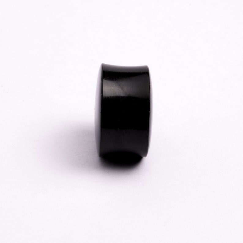 Black Agate Stone Plugs Ear Gauges Black Agate Plug Etsy