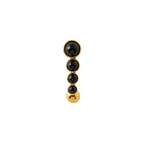 Złoty kolczyk do pępka Newton z czarnym onyksem, stal chirurgiczna, kolczyk do pępka boho, 1,6 mm/14 g, biżuteria do piercingu brzucha z kamieniami szlachetnymi