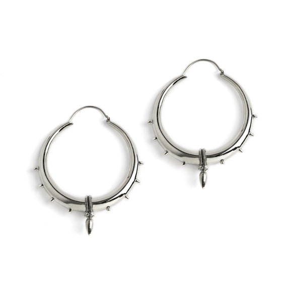 Jewellery Earrings Chandelier Earrings Flame Hoop Earrings Silver 