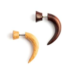 Talon wood earrings fake gauges, natural tribal fake gauge earrings, taper earrings, alternative fake gauge jewelry, PRICE PER SINGLE