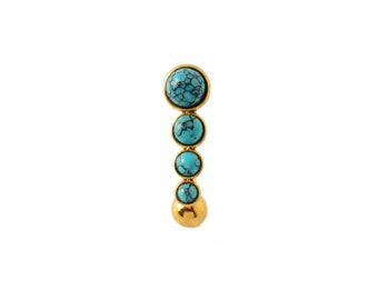 Newton golden navel piercing with Turquoise, surgical steel belly bar 1.6mm/14g boho belly button ring with gemstone, belly piercing jewelry