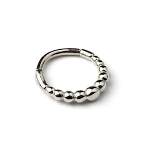 Spheres septum clicker, surgical steel hinged segment ring, piercing ring size 1.2mm=16g, clicker hoop daith, tragus, helix, rook, nose ring