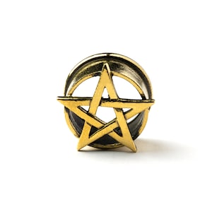 Pentagram plug tunnels, plug earrings, ear gauges 4mm/6g-25mm/1’’, handmade plugs and tunnels, alternative gauge Jewelry, PRICE PER SINGLE