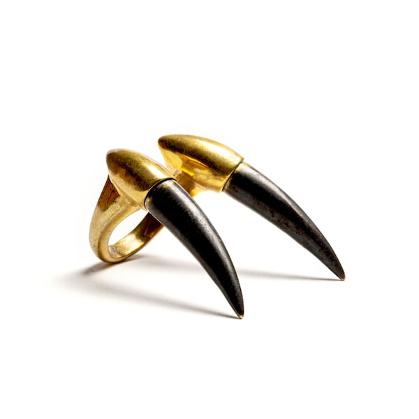 Golden claw adjustable statement ring, talon open ring, Edgy dark jewelry for men and women