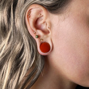 Red Brecciated Jasper plugs, double flare stone plugs gauges 4mm (6g) - 25mm (1’’) plugs and tunnels stretched ear jewelry, PRICE PER SINGLE