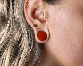 Red Brecciated Jasper plugs, double flare stone plugs gauges 4mm (6g) - 25mm (1’’) plugs and tunnels stretched ear jewelry